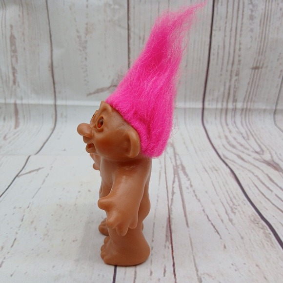 1986 Dam Troll Doll Pink Hair Vintage Mouth Open 5 In - Picture 3 of 6